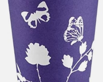 Purple Butterfly Paper Cups (250ml), Party Tableware