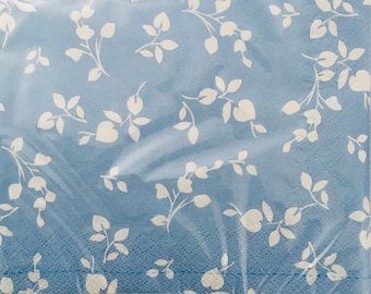 Baby Blue Floral Paper Napkins: Party Decor, Decoupage (Pack of 20)