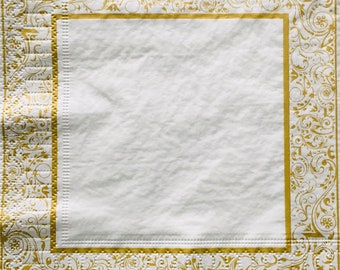 Gold Border Paper Napkins: Elegant Party Decor, 3-Ply (Pack of 20)