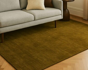 Handloom Wool Lake Rug Moss Green Area Carpet Modern Solid Color Rug Soft  Living Room Floor Decor Premium NZ Wool Handmade Bedroom Rug