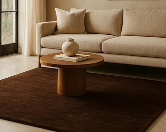 Handloom Wool Lake Rug Umber Brown Area Carpet Modern Solid Color Rug Soft  Living Room Floor Decor Premium NZ Wool Handmade Bedroom Rug