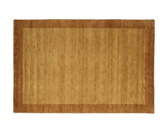 Handloom Gabbeh Loom Frame Border Gold color Wool Rug Handwoven, hand knotted high pile Rug traditional weave Rug Bohemian Custom Rug