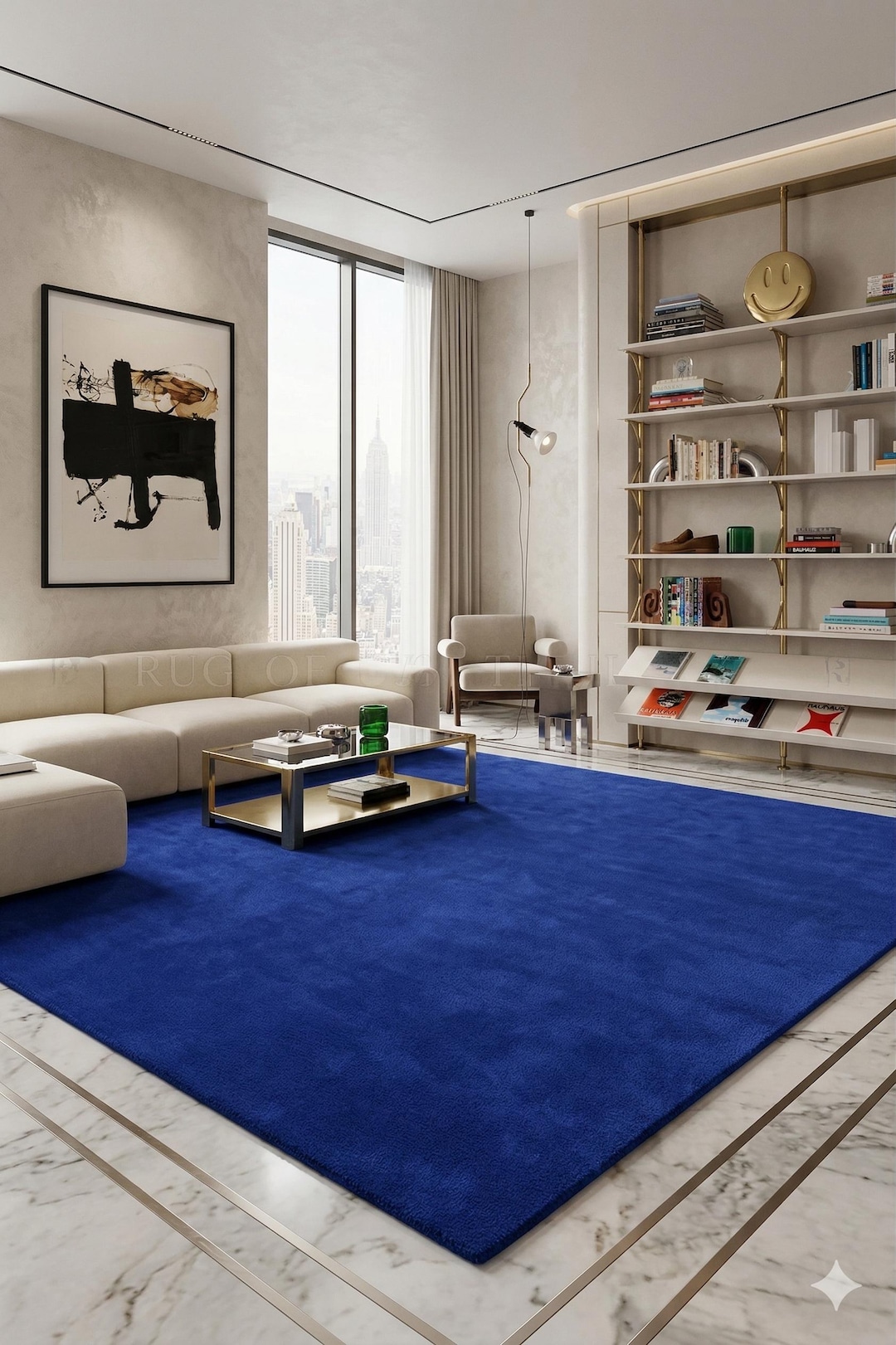 Luxe Lapis Blue Solid Hand-tufted New Zealand Wool Area Rug Premium ...