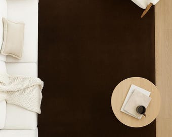 Hand Tufted Wool Rug: Dark Chocolate Brown, Plush Pile