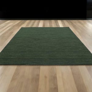 Solid Kilim loom Dark Green Color Wool Kilim Rug Handwoven, Handmade Rug, Flat weave Rug, Bohemian Rug Durrie Rug Custom Wool Rug Durrie