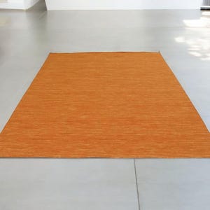 Solid Kilim loom Orange Color Wool Kilim Rug Handwoven, Handmade Rug, Flat weave Rug, Bohemian Rug Durrie Rug Custom Wool Rug Durrie