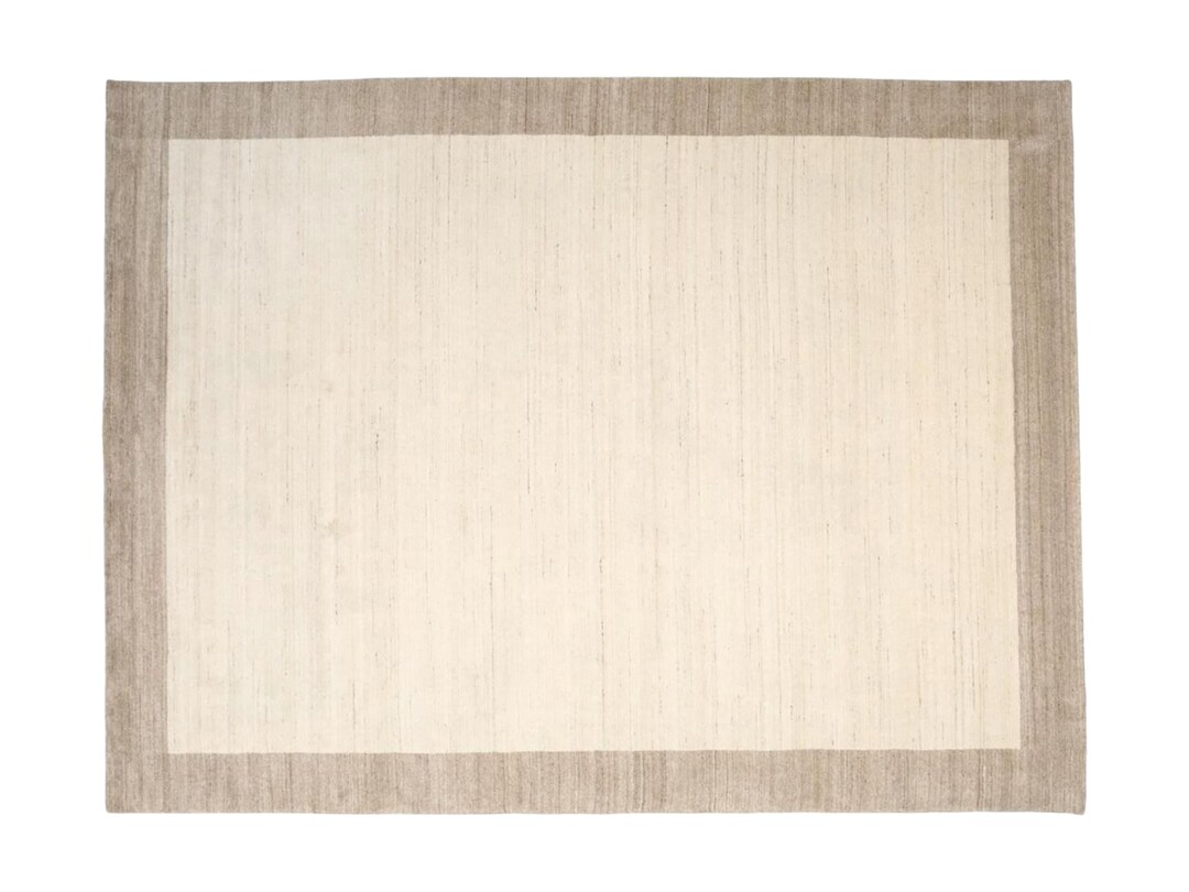 Handloom Gabbeh Loom Frame Border Beige Color Wool Rug Handwoven, Hand ...