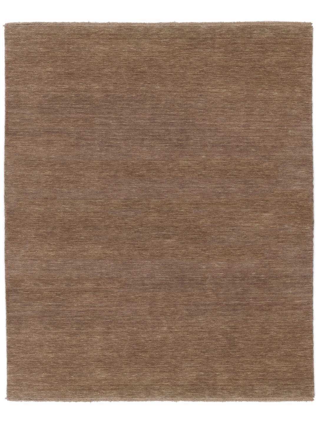 Handloom Wool Rug With Fringes Light Brown Modern Solid Minimalist Low ...
