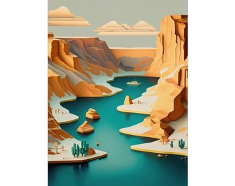Lake Powell Print | Wall Art | Travel Print | Arizona | Utah | Glen Canyon | Colorado River | Travel Poster | Rainbow Bridge