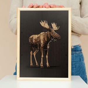 Moose Art Print | Rustic Wall Art | Moose Illustration | Minnesota Home Decor | Moose Gift | Cabin Decor | Moose Lover Gift | Vintage Moose