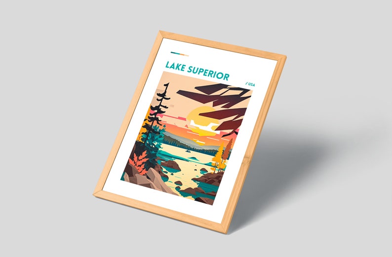 Lake Superior Print Minnesota Print Up North Painting Art from Minnesota Artist Lake House Cabin Art Minnesota Minnesota Scenery image 2