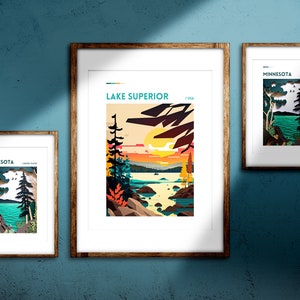 Lake Superior Print Minnesota Print Up North Painting Art from Minnesota Artist Lake House Cabin Art Minnesota Minnesota Scenery image 7