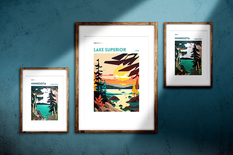 Lake Superior Print Minnesota Print Up North Painting Art from Minnesota Artist Lake House Cabin Art Minnesota Minnesota Scenery image 7