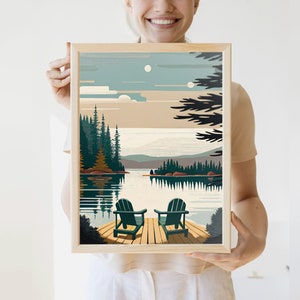 Adirondack Vintage Print / Adirondack Sillas Arte Moderno Lake House Impresiones Rústico Gran Exterior Signo Vintage Estado Cartel Minnesota Cartel