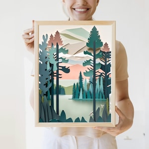 Boho Minnesota Art Print | Nature Art Neutral Modern Decor Lake House Prints Minnesota Poster Minnesota Print Lake Painting Great Outdoors