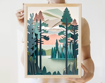 Boho Minnesota Art Print | Nature Art Neutral Modern Decor Lake House Prints Minnesota Poster Minnesota Print Lake Painting Great Outdoors