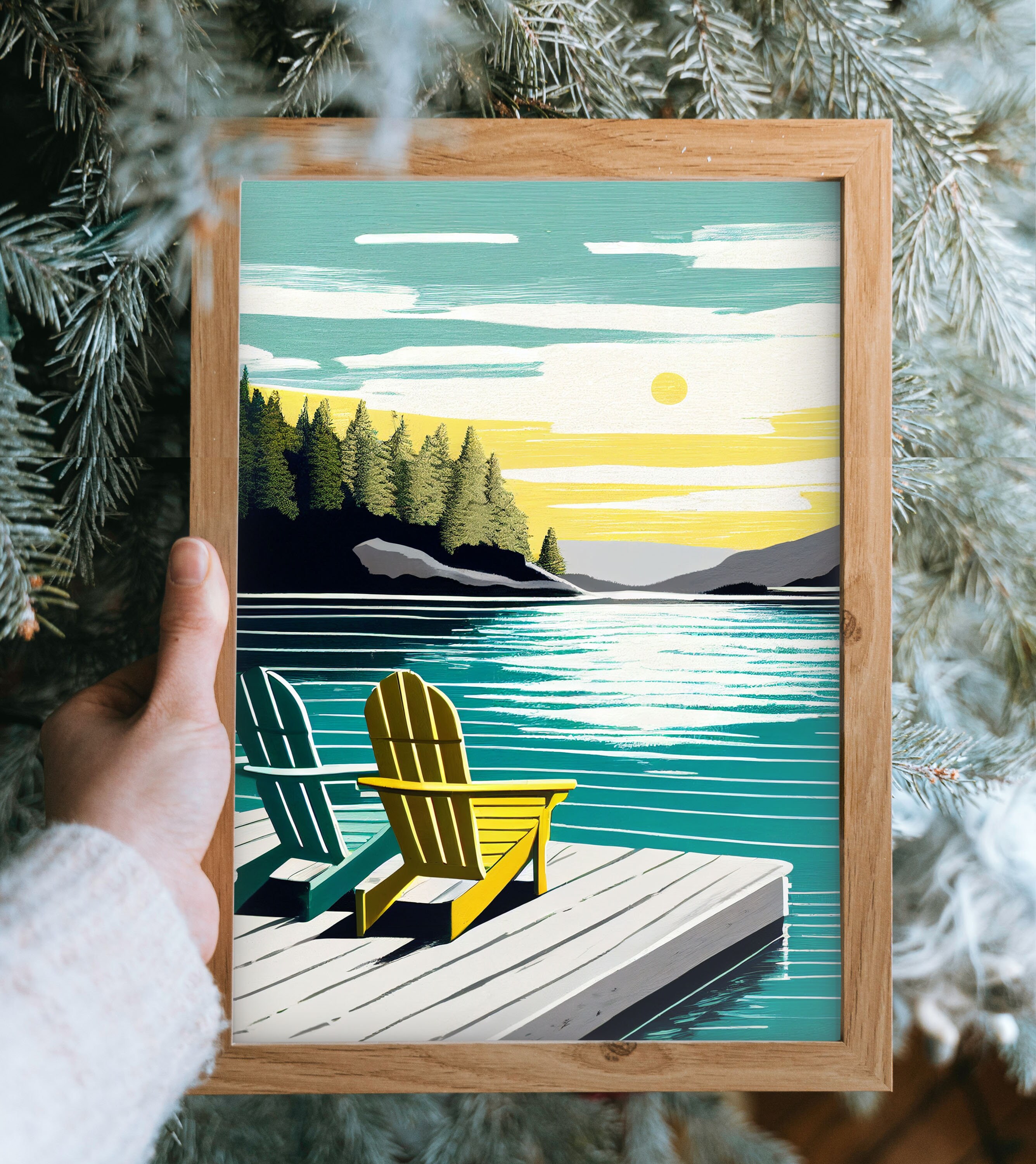 Adirondacks Vintage Print Adirondack Chairs Art Modern Lake House ...
