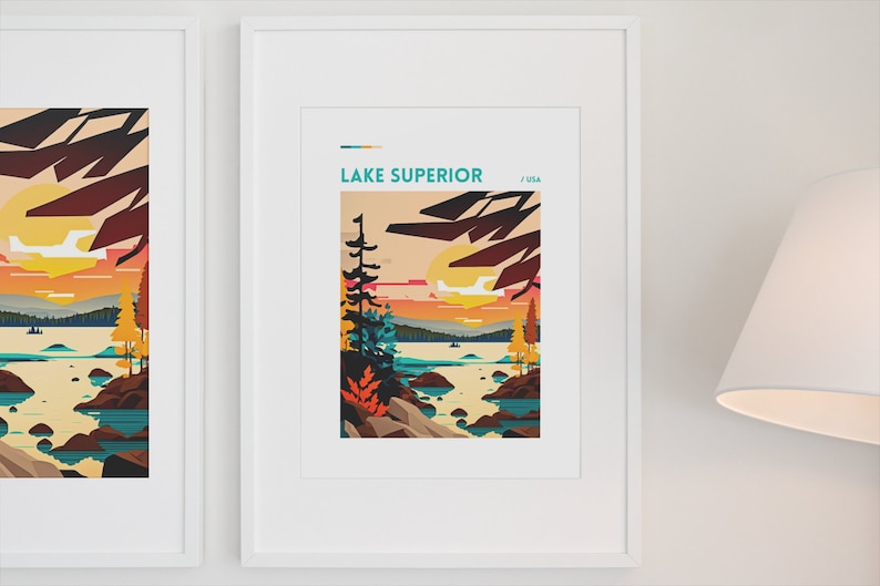 Lake Superior Print Minnesota Print Up North Painting Art from Minnesota Artist Lake House Cabin Art Minnesota Minnesota Scenery image 3