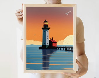 Rustic Lighthouse Print | Lake Superior Minnesota Duluth North Pier Lighthouse Canal Park Duluth Minnesota Poster