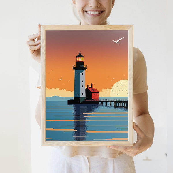 Rustic Lighthouse Print | Lake Superior Minnesota Duluth North Pier Lighthouse Canal Park Duluth Minnesota Poster