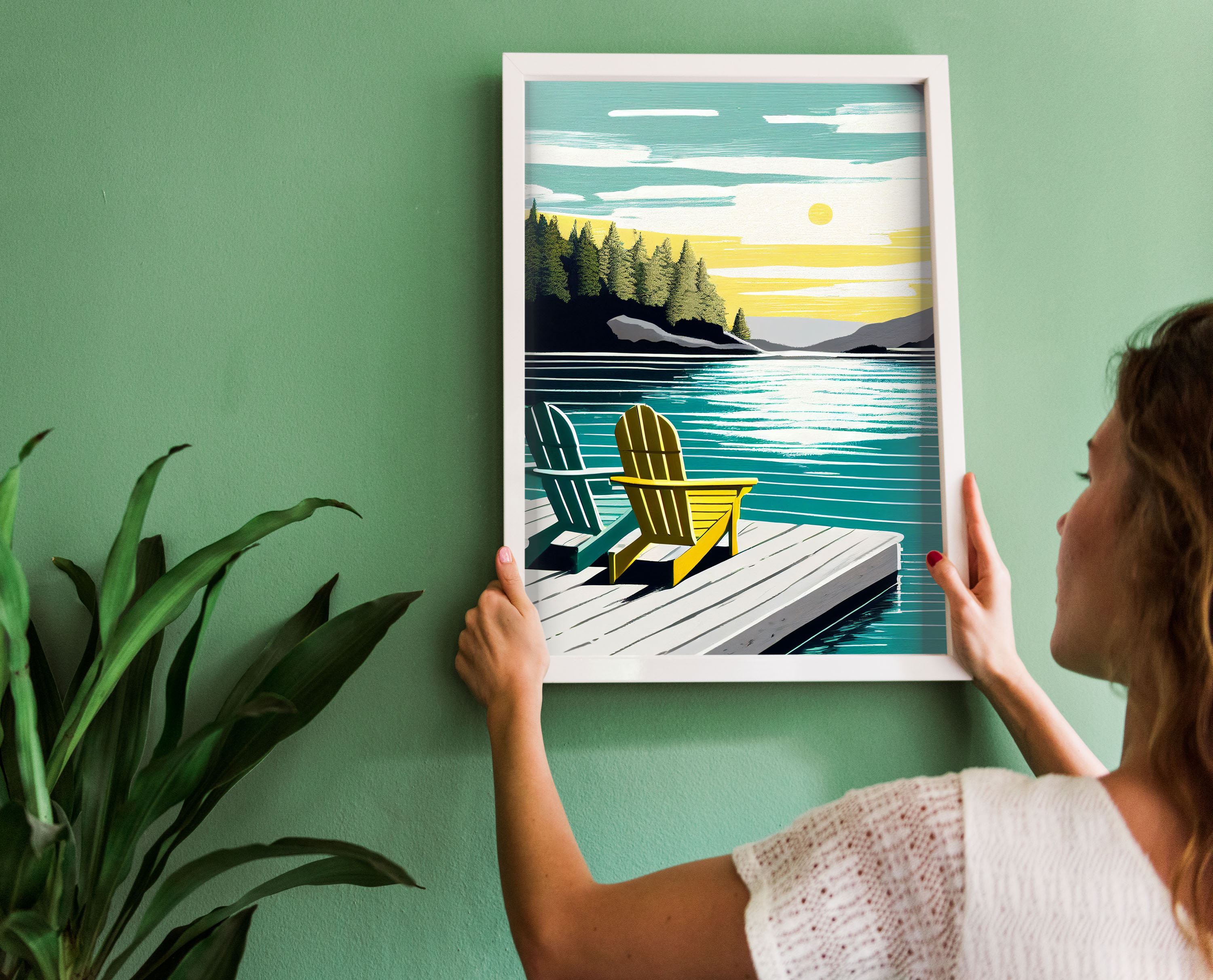 Adirondacks Vintage Print Adirondack Chairs Art Modern Lake House ...