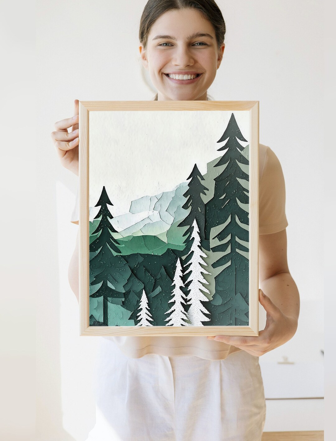 Pine Tree Forest Art Print | Winter Watercolor Print | Evergreen Trees ...