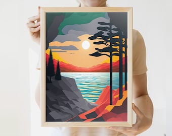 Explore Outdoors Print | Minnesota Print | Travel Poster | Duluth | Minnesota Gift | Wall Art | Cabin Art  | Great Lakes