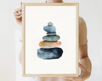 Lake Superior Stones Art | Wydruk Balance | Wydruk Minnesota | Malarstwo Up North | Sztuka z Minnesoty | Dom nad jeziorem | Sztuka kabiny Minnesota