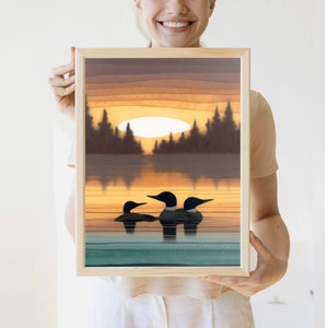 impression huard vintage | Art naturel | Impressions Lake House | Affiche du Minnesota | Oeuvres de huard | Impression Minnesota | Grands espaces | Tableau Plongeon