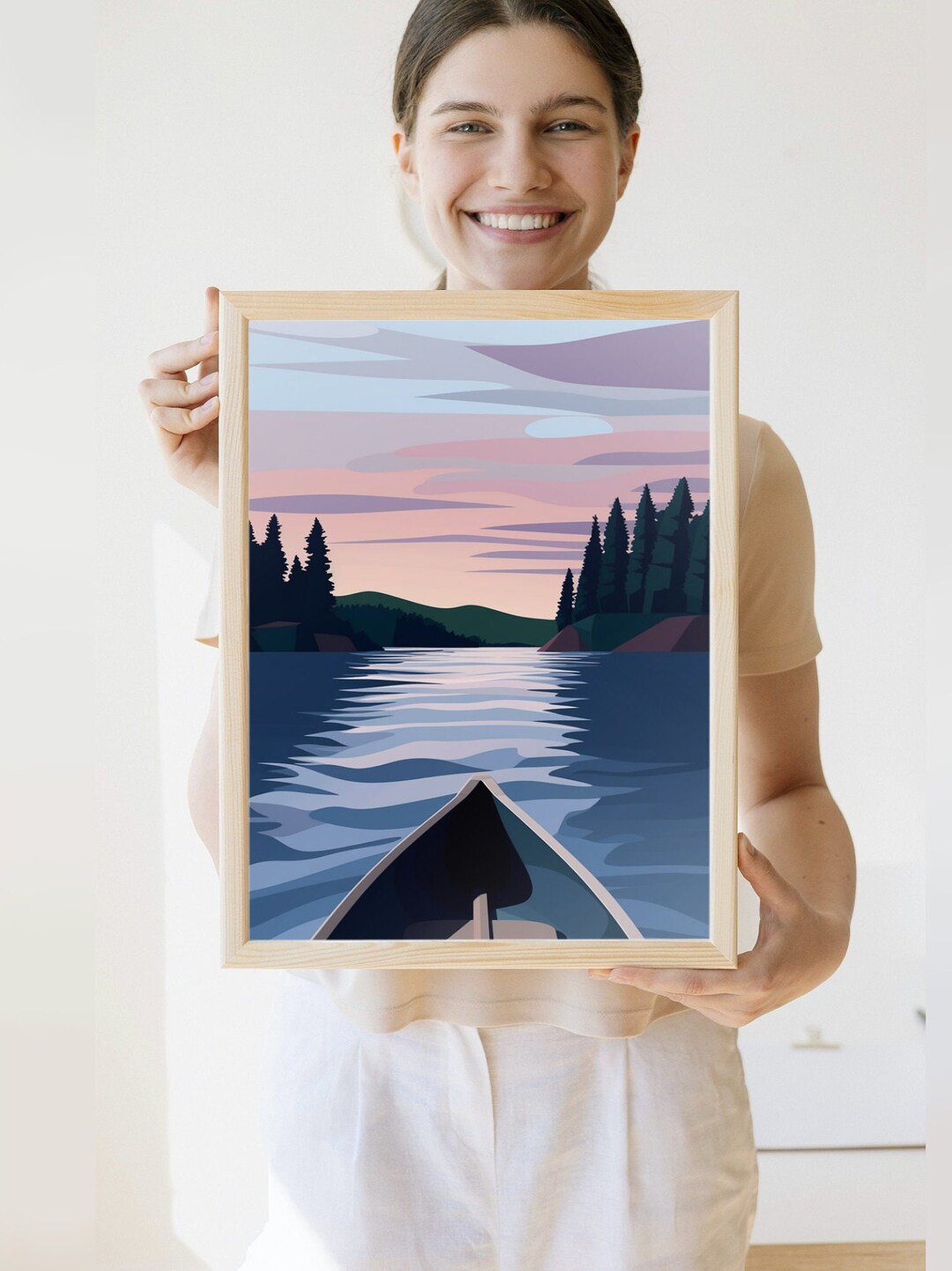 Canoe Art Minnesota Travel Print Canoe Decor Art From Minnesota Artist Kayak Art Minnesota Wall