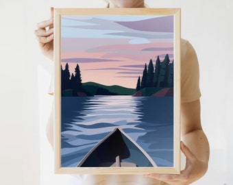 Canoe Art | Minnesota Travel Print | Canoe Decor | Art from Minnesota Artist | Kayak Art | Minnesota Wall Print | Kayak Print | Lake House