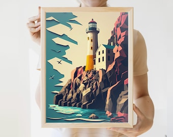 Split Rock Lighthouse Print | Minnesota Print | Up North Painting | Art from Minnesota Artist | Cabin Art Minnesota | Minnesota Scenery