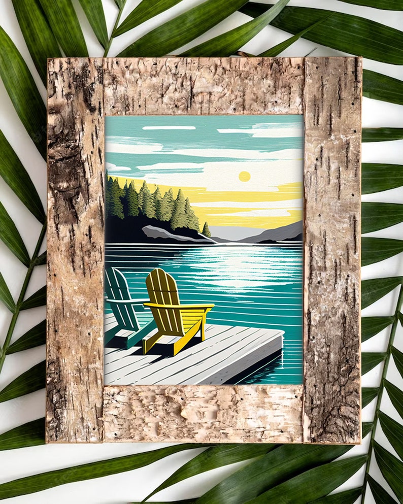 Adirondacks Vintage Print Adirondack Chairs Art Modern Lake House ...