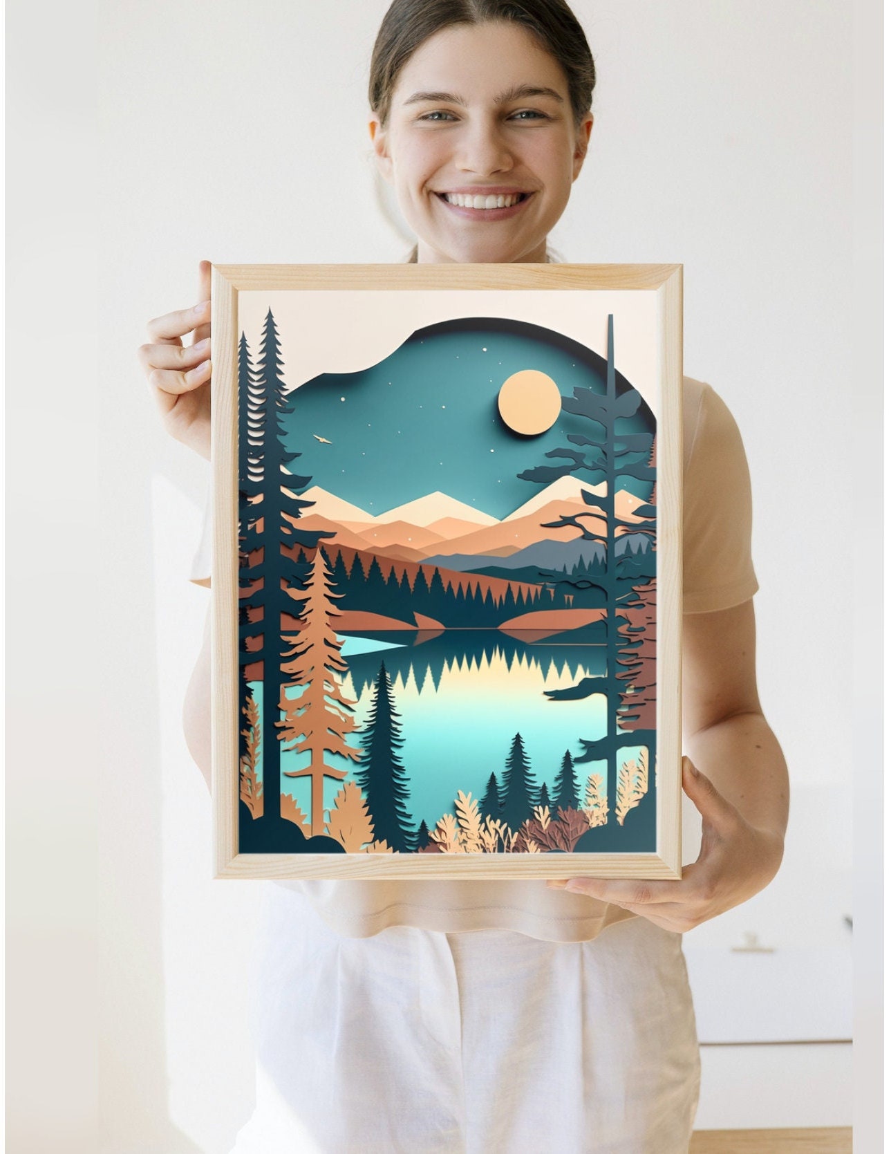 Mountain Lake Print | Mountain Wall Decor | Western Decor | Mountain Wall Art | Bedroom Wall Prints | Neutral Modern Decor | Printed Art