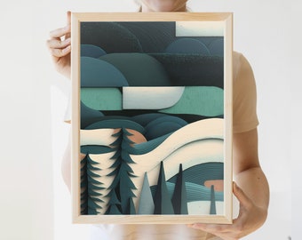 Abstract Pine Print | Minnesota Print | Abstract Art Prints | Cabin Art Minnesota | Forest Wall Art Minnesota Scenery | Abstract Nature Art