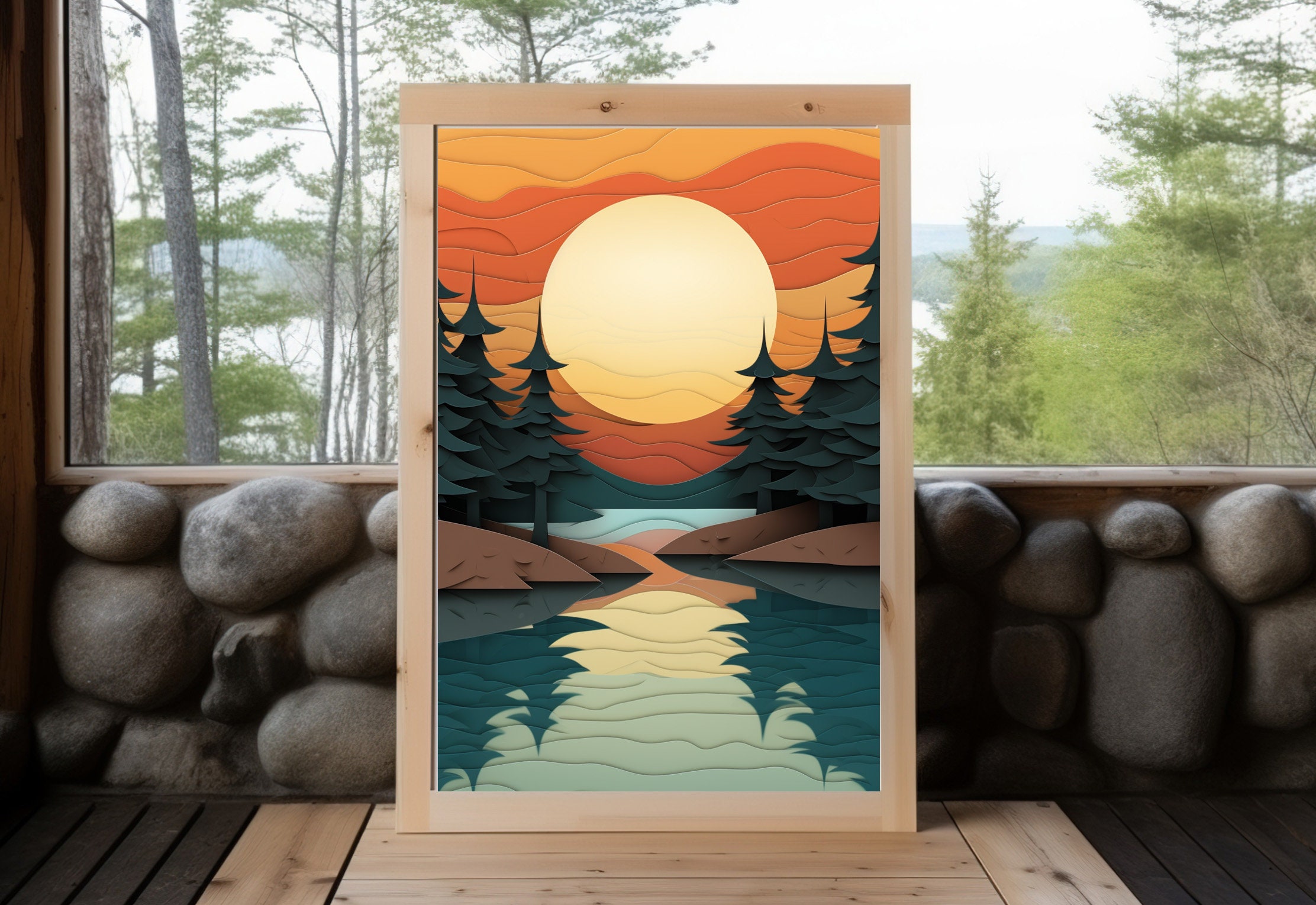 Poster Carte Du Leech Lake Minnesota - Affiche Vintage Art Déco Par Great River Arts