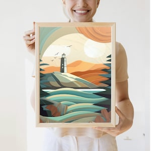Great Lakes Lighthouse Print | Minnesota Print | Up North Painting | Art from Minnesota Artist | Cabin Art Minnesota | Minnesota Scenery