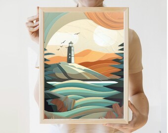 Great Lakes Lighthouse Print | Minnesota Print | Up North Painting | Art from Minnesota Artist | Cabin Art Minnesota | Minnesota Scenery