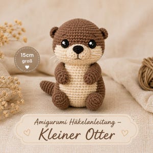 Wzór na szydełkową maskotkę amigurumi wydra w formacie PDF | Odpowiednie dla początkujących | Natychmiastowe pobranie | Pluszowa zabawka 15 cm | Nie wymaga szycia zdjęcie 1