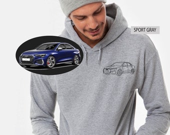 POCKET Individuelles Auto-Umriss-Sweatshirt, Kapuzenpullover, personalisiert, Papa-Geschenk, individuelles Sweatshirt, Geschenk für ihn