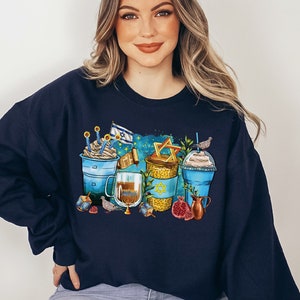 Hannukah Coffee Sweatshirt, Jewish Gift, Happy Hanukkah Sweatshirt, Jewish Sweatshirt, Jewish Hoodie, Hannukah Sweatshirt, Hannukah Gift