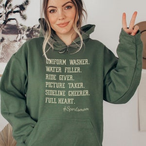 Sport Mom Sweatshirt, Uniform Washer, Water Filler, Ride Giver, Picture Taker, Sideline Cheerer, Full Heart, Mothers Day Gift, Sport hoodie