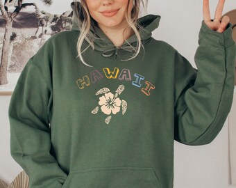 Hawaii Turtle Sweatshirt, Caretta Caretta Hoodie, Birthday Gift, Summer Vibes Sweatshirt, Animal Lover Gift, Gift for Her, Sea Turtle Hoodie
