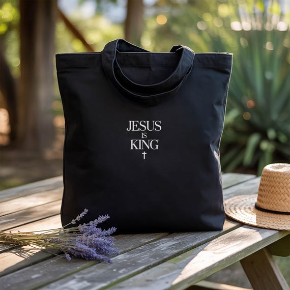 Jesus is King Easter Christian Tote Bag for Women: Religious Event, Bible Verse Gift