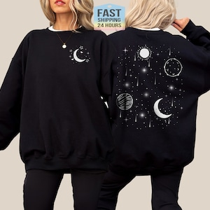 Celestial Sweatshirt, Moon Sweatshirt, Mystical Sweatshirt, Space Sweatshirt, Astrological Gift, Moon Phase Hoodie, Astrology Sweatshirt