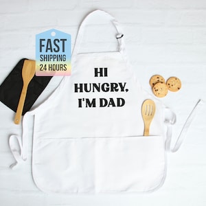 Hi Hungry I am Dad Apron, Chef Apron, Dad Apron, Cooking Gifts For Men, Husband Gift, Gifts For Dad, First Fathers Day Gift, Gifts For Men image 2