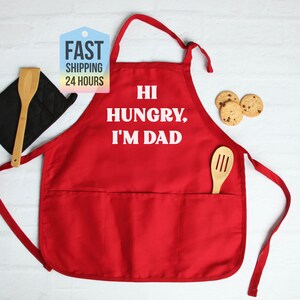Hi Hungry I am Dad Apron, Chef Apron, Dad Apron, Cooking Gifts For Men, Husband Gift, Gifts For Dad, First Fathers Day Gift, Gifts For Men image 3