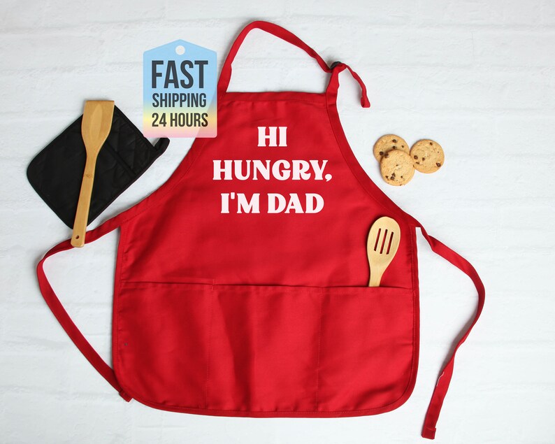 Hi Hungry I am Dad Apron, Chef Apron, Dad Apron, Cooking Gifts For Men, Husband Gift, Gifts For Dad, First Fathers Day Gift, Gifts For Men image 3