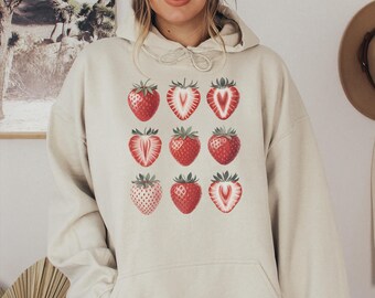 Vıntage Strawberry Sweatshirt and Hoodie, custom hoodie, summer clothing, Custom sweatshirt, best gifts for her, Fruit Women Sweatshirt,