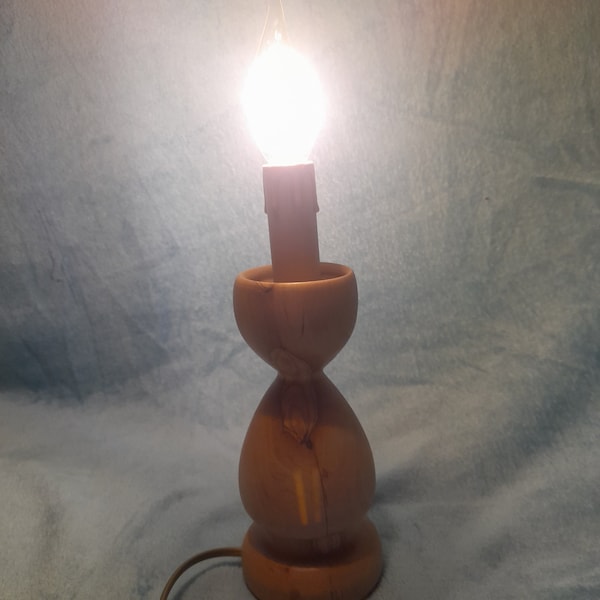Abat jour, bedside lamp in hand-turned wood